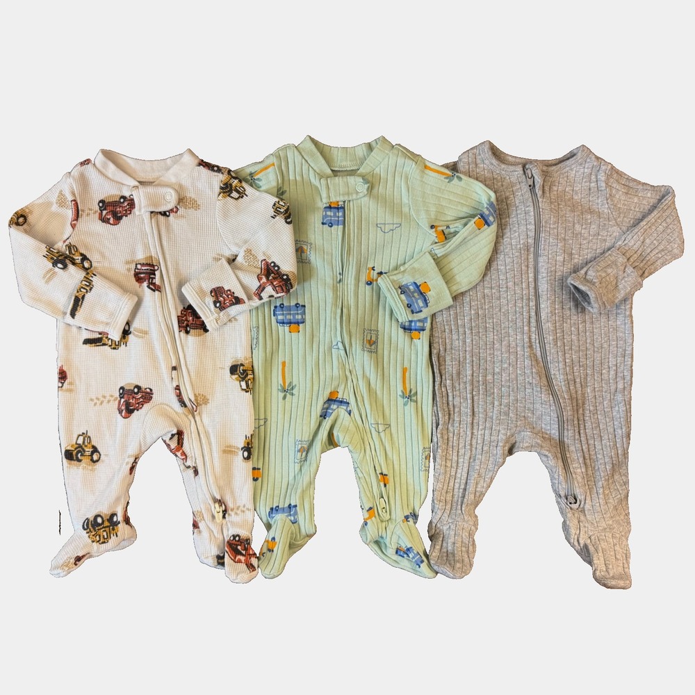 Baby Boy Sleepers Lot Newborn Outfits Zippered Sleep N Play Bundle Construction